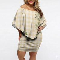 Melemele Ahiahia Hawai'i Palaka Squares Maile Leaf Off Shoulder Short Dress Flowers Hawaiian Quilt Patterns