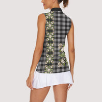 Pauli Hawai'i Palaka Squares Maile Leaf Women Sleeveless Polo Shirt Flowers Hawaiian Quilt Patterns