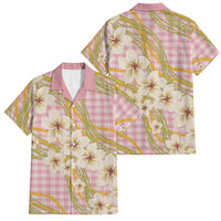 Akala Hamele Palaka Plumeria Family Matching Short Sleeve Bodycon Dress and Hawaiian Shirt Puakenikeni and Maile Lei