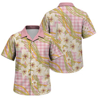 Akala Hamele Palaka Plumeria Family Matching Short Sleeve Bodycon Dress and Hawaiian Shirt Puakenikeni and Maile Lei