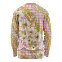 Akala Hamele Palaka Plumeria Long Sleeve Shirt Puakenikeni and Maile Lei