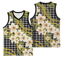 Ele'ele Hawai'i Palaka Plumeria Basketball Jersey Puakenikeni and Maile Lei
