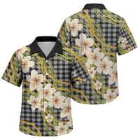 Ele'ele Hawai'i Palaka Plumeria Family Matching Short Sleeve Bodycon Dress and Hawaiian Shirt Puakenikeni and Maile Lei