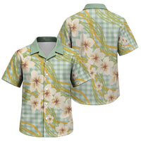 Liko Kukui Hawai'i Palaka Plumeria Family Matching Puletasi and Hawaiian Shirt Puakenikeni and Maile Lei