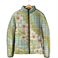 Liko Kukui Hawai'i Palaka Plumeria Padded Jacket Puakenikeni and Maile Lei