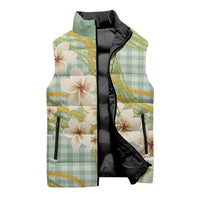 Liko Kukui Hawai'i Palaka Plumeria Sleeveless Puffer Jacket Puakenikeni and Maile Lei