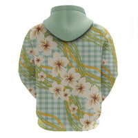 Liko Kukui Hawai'i Palaka Plumeria Zip Hoodie Puakenikeni and Maile Lei