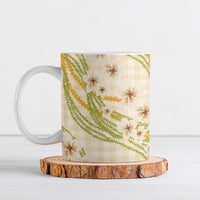 Melemele Ahiahia Hawai'i Palaka Plumeria Ceramic Mug Puakenikeni and Maile Lei