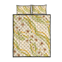 Melemele Ahiahia Hawai'i Palaka Plumeria Quilt Bed Set Puakenikeni and Maile Lei