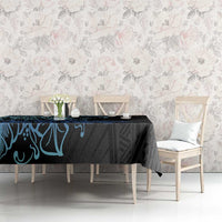 Floral Polynesian Hibiscus Tattoo Tablecloth Blue Gradient Style