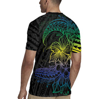 Floral Polynesian Hibiscus Tattoo Rugby Jersey Green Gradient Style