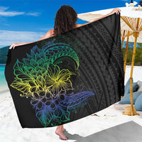 Floral Polynesian Hibiscus Tattoo Sarong Green Gradient Style