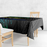 Floral Polynesian Hibiscus Tattoo Tablecloth Green Gradient Style