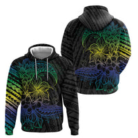Floral Polynesian Hibiscus Tattoo Zip Hoodie Green Gradient Style