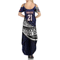 Custom Samoa Rugby Pacific Family Matching Summer Maxi Dress and Hawaiian Shirt Samoan Warrior Tribal Pattern