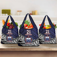 Custom Samoa Rugby Pacific Grocery Bag Samoan Warrior Tribal Pattern