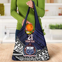 Custom Samoa Rugby Pacific Grocery Bag Samoan Warrior Tribal Pattern