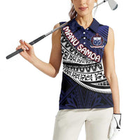 Custom Samoa Rugby Pacific Women Sleeveless Polo Shirt Samoan Warrior Tribal Pattern