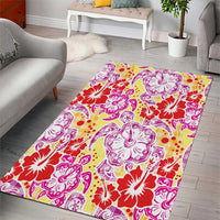 Palaka with Honu and Hibiscus Area Rug Hawaiian Heritage Spirit - Polynesian Pride