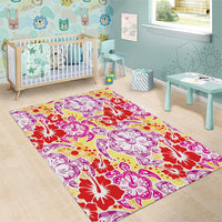 Palaka with Honu and Hibiscus Area Rug Hawaiian Heritage Spirit - Polynesian Pride