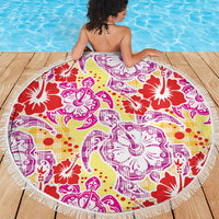 Palaka with Honu and Hibiscus Beach Blanket Hawaiian Heritage Spirit - Polynesian Pride