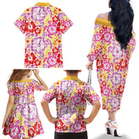 Palaka with Honu and Hibiscus Family Matching Off The Shoulder Long Sleeve Dress and Hawaiian Shirt Hawaiian Heritage Spirit - Polynesian Pride