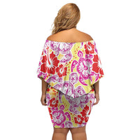 Palaka with Honu and Hibiscus Family Matching Off Shoulder Short Dress and Hawaiian Shirt Hawaiian Heritage Spirit - Polynesian Pride