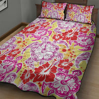 Palaka with Honu and Hibiscus Quilt Bed Set Hawaiian Heritage Spirit - Polynesian Pride