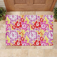 Palaka with Honu and Hibiscus Rubber Doormat Hawaiian Heritage Spirit - Polynesian Pride