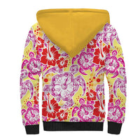 Palaka with Honu and Hibiscus Sherpa Hoodie Hawaiian Heritage Spirit - Polynesian Pride