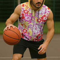 Palaka with Honu and Hibiscus Sleeveless Zip Hoodie Hawaiian Heritage Spirit - Polynesian Pride