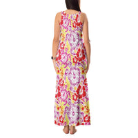 Palaka with Honu and Hibiscus Tank Maxi Dress Hawaiian Heritage Spirit - Polynesian Pride