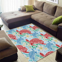 Palaka with Honu and Plumeria Area Rug Hawaiian Heritage Spirit - Polynesian Pride
