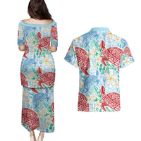 Palaka with Honu and Plumeria Couples Matching Puletasi and Hawaiian Shirt Hawaiian Heritage Spirit LT9 - Polynesian Pride