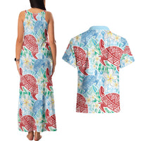 Palaka with Honu and Plumeria Couples Matching Tank Maxi Dress and Hawaiian Shirt Hawaiian Heritage Spirit LT9 - Polynesian Pride
