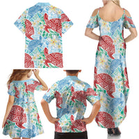 Palaka with Honu and Plumeria Family Matching Summer Maxi Dress and Hawaiian Shirt Hawaiian Heritage Spirit - Polynesian Pride