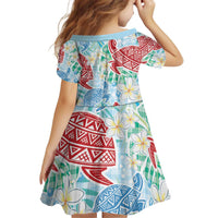 Palaka with Honu and Plumeria Kid Short Sleeve Dress Hawaiian Heritage Spirit - Polynesian Pride
