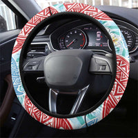 Palaka with Honu and Plumeria Steering Wheel Cover Hawaiian Heritage Spirit - Polynesian Pride