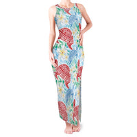 Palaka with Honu and Plumeria Tank Maxi Dress Hawaiian Heritage Spirit - Polynesian Pride