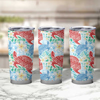 Palaka with Honu and Plumeria Tumbler Cup Hawaiian Heritage Spirit - Polynesian Pride