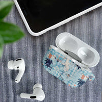 Blue Palaka Crane and Flowers AirPods Case Japan Heritage Spirit - Polynesian Pride
