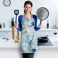 Blue Palaka Crane and Flowers Apron Japan Heritage Spirit - Polynesian Pride