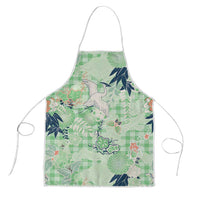 Green Palaka Crane and Flowers Apron Japan Heritage Spirit - Polynesian Pride