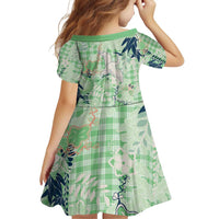 Green Palaka Crane and Flowers Family Matching Off Shoulder Short Dress and Hawaiian Shirt Japan Heritage Spirit - Polynesian Pride