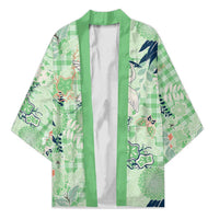 Green Palaka Crane and Flowers Kimono Japan Heritage Spirit - Polynesian Pride