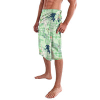 Green Palaka Crane and Flowers Lavalava Japan Heritage Spirit - Polynesian Pride