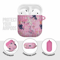 Pink Palaka Crane and Flowers AirPods Case Japan Heritage Spirit - Polynesian Pride