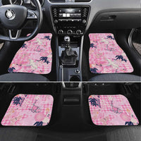 Pink Palaka Crane and Flowers Car Mats Japan Heritage Spirit - Polynesian Pride