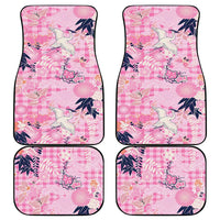 Pink Palaka Crane and Flowers Car Mats Japan Heritage Spirit - Polynesian Pride