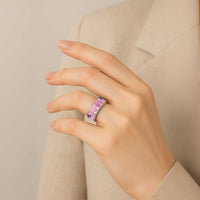 Pink Palaka Crane and Flowers Classic Ring Japan Heritage Spirit - Polynesian Pride